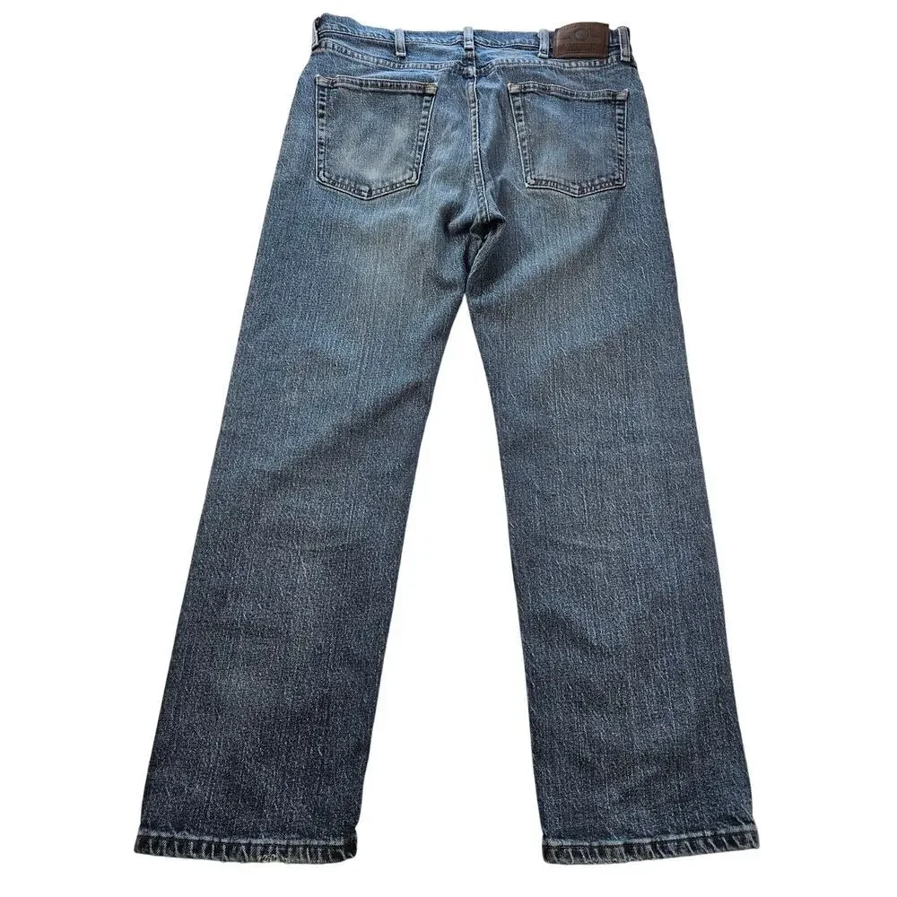 Wrangler 34x29 everyday work jeans casual comfort outdoor blue relaxed western ^